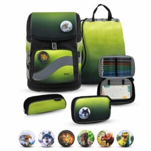 Belmil Schulranzen Premium Smarty Plus Set 5-teilig Black Green