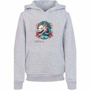 F4NT4STIC Hoodie Drache mit Blumen heather grey