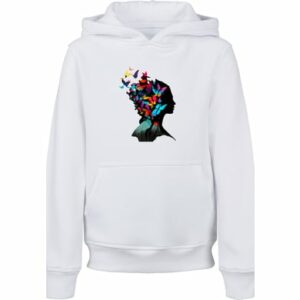 F4NT4STIC Hoodie Schmetterling Silhouette HOODIE UNISEX weiß