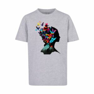 F4NT4STIC T-Shirt Schmetterling Silhouette TEE UNISEX heather grey