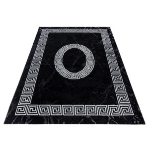 Giancasa Ornamente Designerteppich Kurzflorteppich Deko Wohnzimmer 8009 BLACK