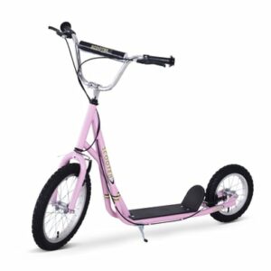 HOMCOM Kinderroller mit Luftbereifung und Handbremse pink