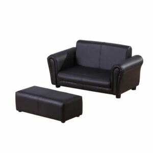 HOMCOM Kindersofa mit Hocker schwarz