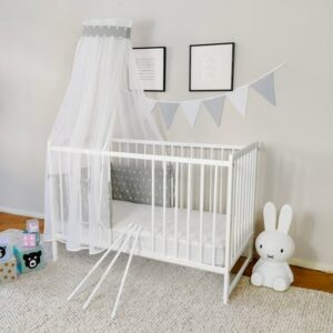 Kids Collective Babybett Komplett-Set 60x120 Gitterbett mit Himmel & Nest weiß mit Matratze