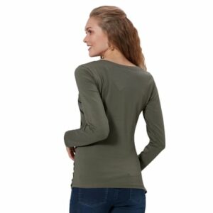 M.M.C. Umstandslangarmshirt Winke Winke mit Motiv Khaki