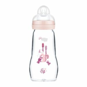 MAM Glasflasche Feel Good 260 ml ab 0 Monaten Vogel/Eichhörnchen rosa