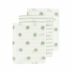 MEYCO Musselin Waschhandschuhe 3er-Pack Dot Stripe Soft Green