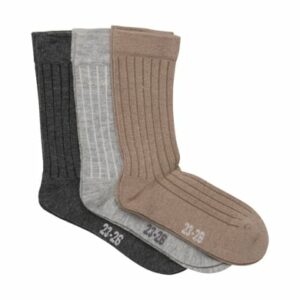 Minymo Wollsocken 3er Pack Grey Melange