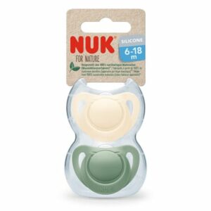 NUK Schnuller For Nature Silikon 6-18 Monate grün / creme 2er-Pack