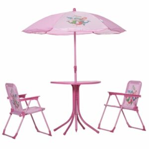 Outsunny Kindersitzgruppe mit Tisch und Sonnenschirm rosa