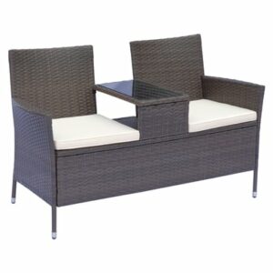 Outsunny Polyrattan Gartenbank braun