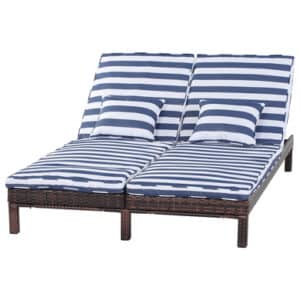 Outsunny Polyrattan Gartenliege für 2 Personen blau