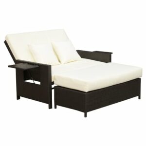 Outsunny Polyrattan Lounge-Sofa mit Kissen dunkelbraun