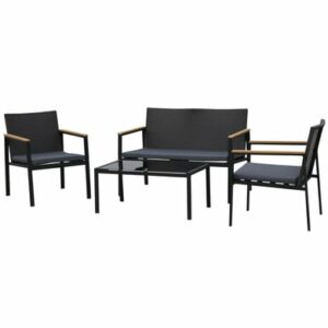 Outsunny Polyrattan Sitzgruppe als 4-teiliges Set schwarz