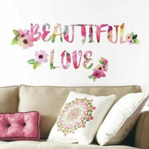 Room Mates Beautiful Love Aquarell Quote Mehrfarbig