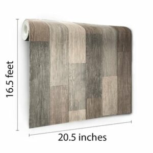 Room Mates PEEL & STICK Wallpaper - Verwittertes Holz Braun Mehrfarbig