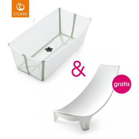 STOKKE® Badewanne Flexi Bath XL™ extra groß transparent grün mit gratis Badewanneneinsatz