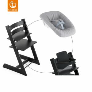 STOKKE® Mega Tripp Trapp® Set Hochstuhl Oak schwarz inkl. Newborn Set™ Grey und Baby Set schwarz