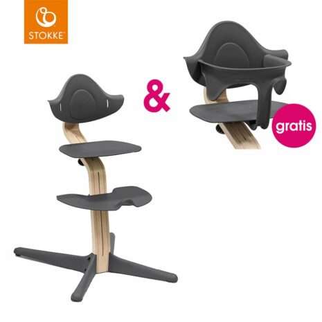 STOKKE® Nomi® Hochstuhl Buche natur / anthrazit + gratis Baby Set anthrazit