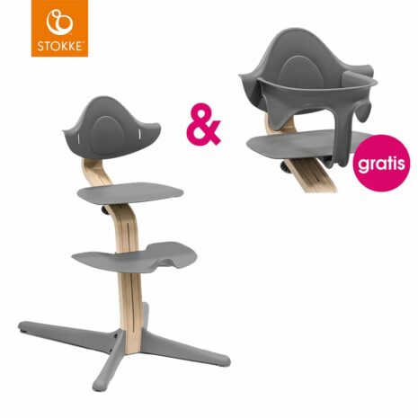 STOKKE® Nomi® Hochstuhl Buche natur / grau + gratis Baby Set grau