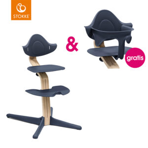 STOKKE® Nomi® Hochstuhl Buche natur / navy + gratis Baby Set navy