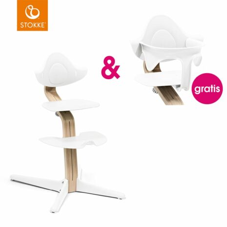 STOKKE® Nomi® Hochstuhl Buche natur / weiß + gratis Baby Set weiß