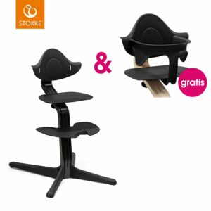 STOKKE® Nomi® Hochstuhl Buche schwarz + gratis Baby Set schwarz