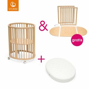 STOKKE® Sleepi™ Mini V3 natur mit Matratze und Gratis Kinderbett Umbausatz V3