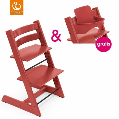 STOKKE® Tripp Trapp® Hochstuhl Buche Warm Red + gratis Baby Set Warm Red