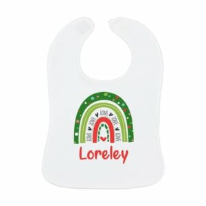 Schnullireich Baby Lätzchen mit Namen Love Regenbogen (Mädchen) Weiß