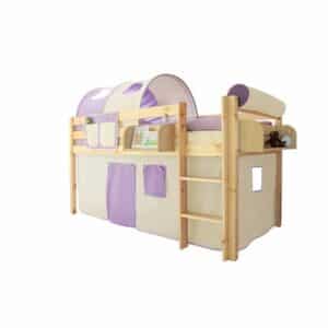 TICAA Hochbett Malte Kiefer Natur Classic Beige-Lila