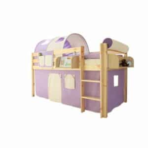 TICAA Hochbett Malte Kiefer Natur Classic Lila-Beige