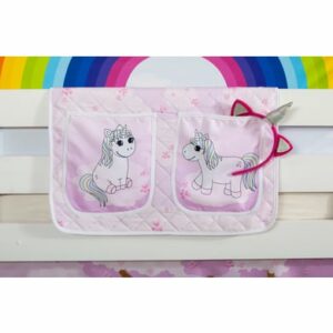 TICAA Kinder Bett-Tasche Einhorn Rainbow für Hoch- und Etagenbetten Rosa