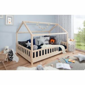 TICAA Kinderbett Hausbett Kay 100x200 Kiefer natur Natur