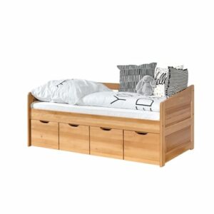 TiCAA Sofabett Mini Micki Buche mit 4 Schubladen inkl. Matratze