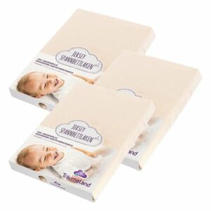 Träumeland Spannbetttuch Jersey beige 60 x 120 cm - 70 x 140 cm 3er Pack