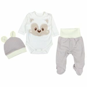 TupTam Baby Bekleidungsset Langarmbody Hose Mütze3 teilig beige