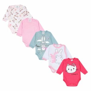 TupTam Baby Langarm Wickelbody im 5er Set rosa