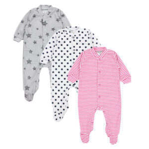 TupTam Baby Mädchen Schlafstrampler mit Fuß 3er Pack rosa/grau