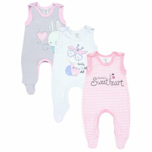 TupTam Baby Mädchen Strampler mit Aufdruck Spruch 3er Pack rosa/weiß