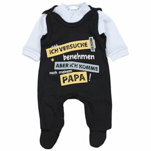 TupTam Baby Strampler Set mit Spruch schwarz/weiß