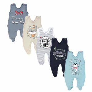 TupTam Baby Strampler mit Aufdruck Spruch 5er Pack beige/blau