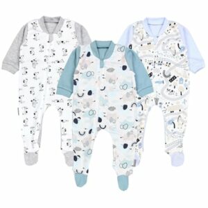 TupTam Baby Unisex Schlafstrampler mit Fuß 3er Pack mint/weiß