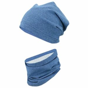 TupTam Kinder Beanie Mütze Schlauchschal Set blau/grau