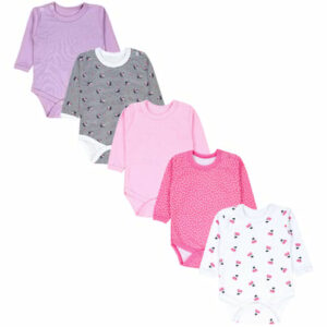 TupTam Mädchen Baby Body Langarm Unifarben 5er Pack lila