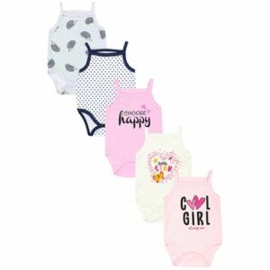 TupTam Mädchen Babybody mit Spagettiträger Sommer 5er Pack rosa/natur