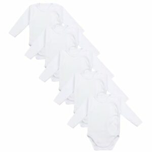 TupTam Unisex Baby Wickelbody Langarm 5er Set weiß