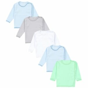 TupTam Unisex Baby Wickelshirt Langarm 5er Pack blau/grün