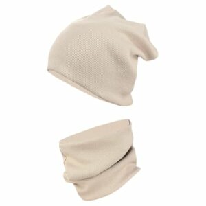 TupTam Unisex Kinder Beanie Mütze Schlauchschal Set beige