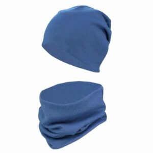 TupTam Unisex Kinder Beanie Mütze Schlauchschal Set denim